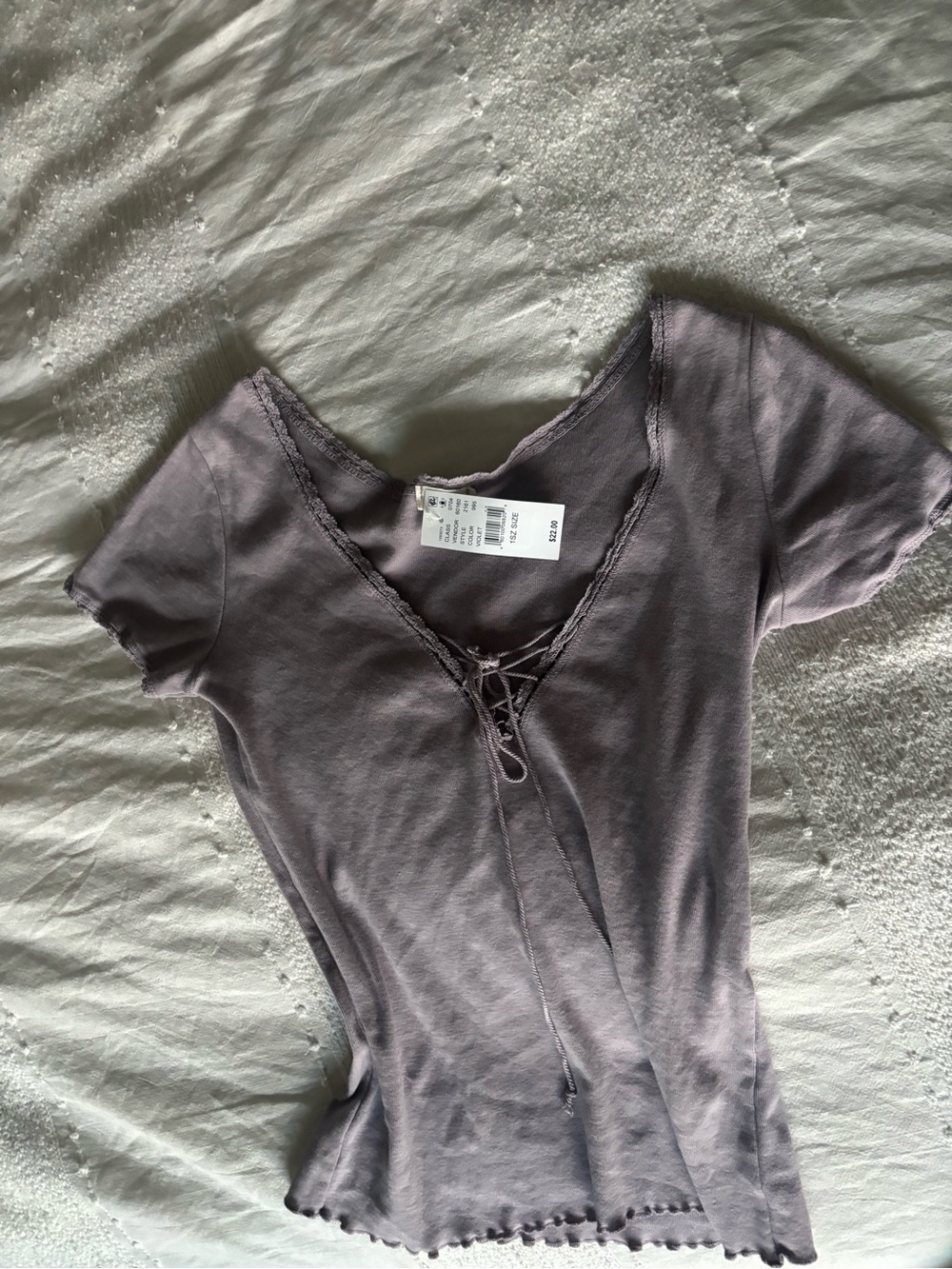Brandy Melville Lace-Up Short Sleeve Top - Mauve
